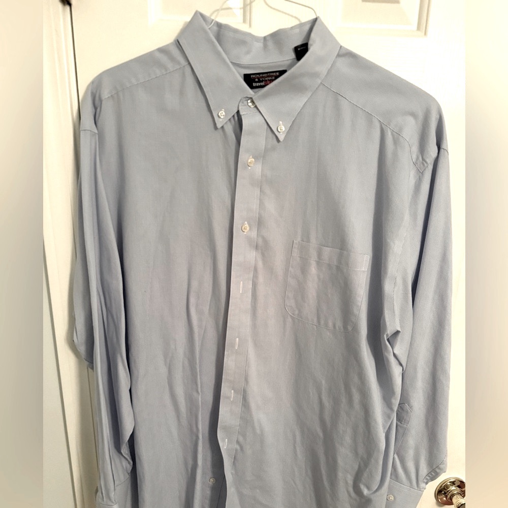 Roundtree & Yorke Blue Casual Button Down Shirt (Big & Tall)